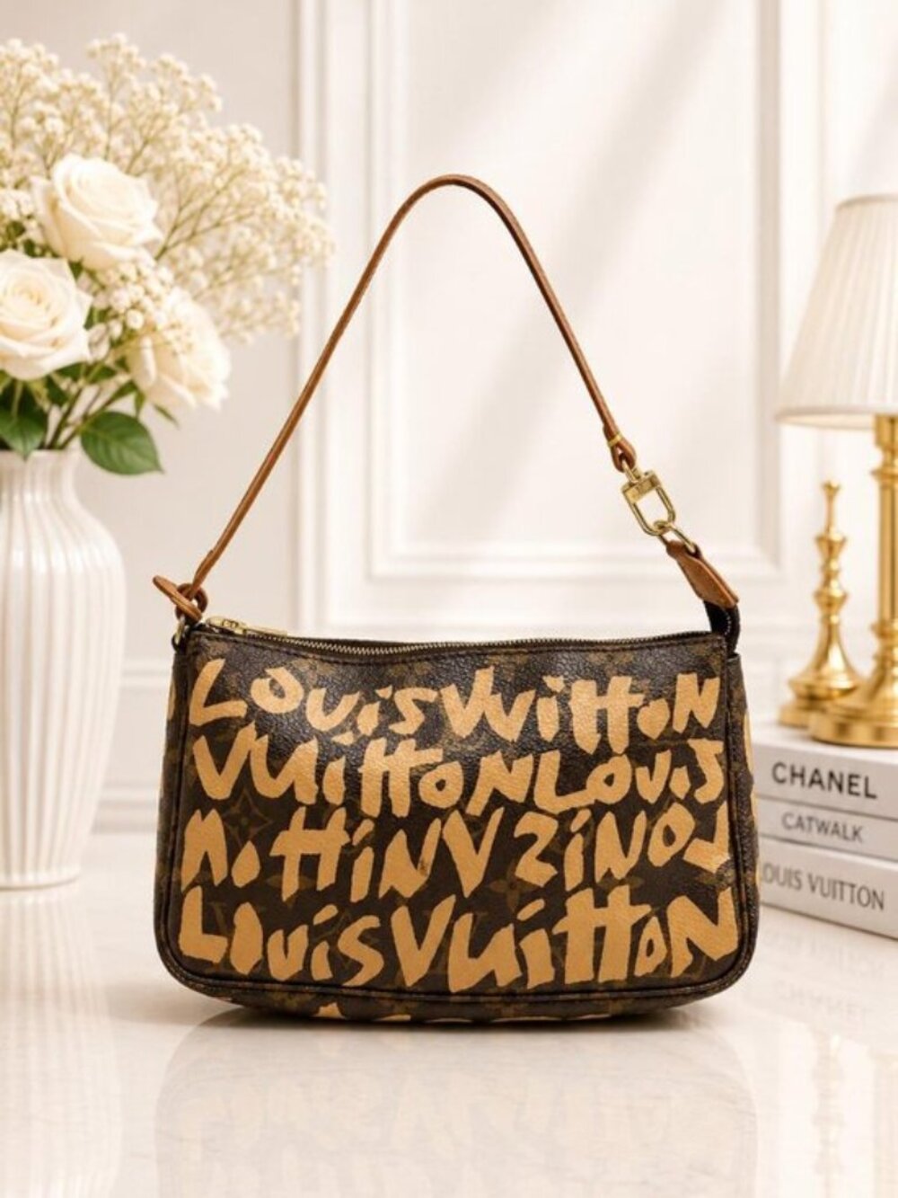 Authentic Louis Vuitton Pochette Accessoires Graffiti Monogram Shoulder Bag